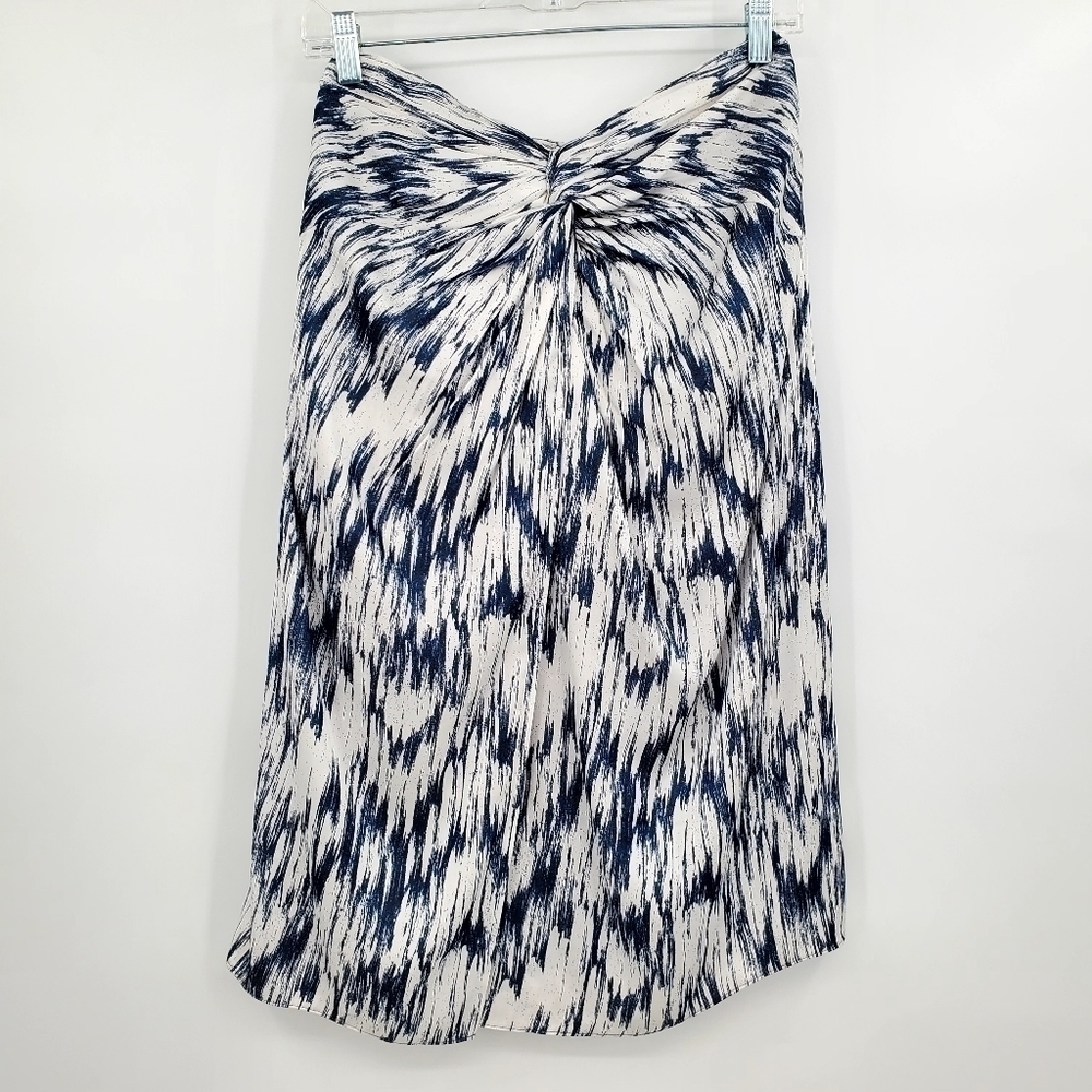 Club Monaco Blue White Abstract Print Twist Waist Robetta Skirt